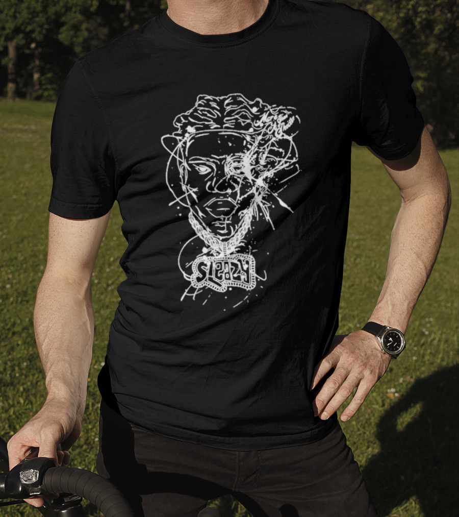 Sleazyworld Go Sleazy Necklace Portrait Sketch T-Shirt