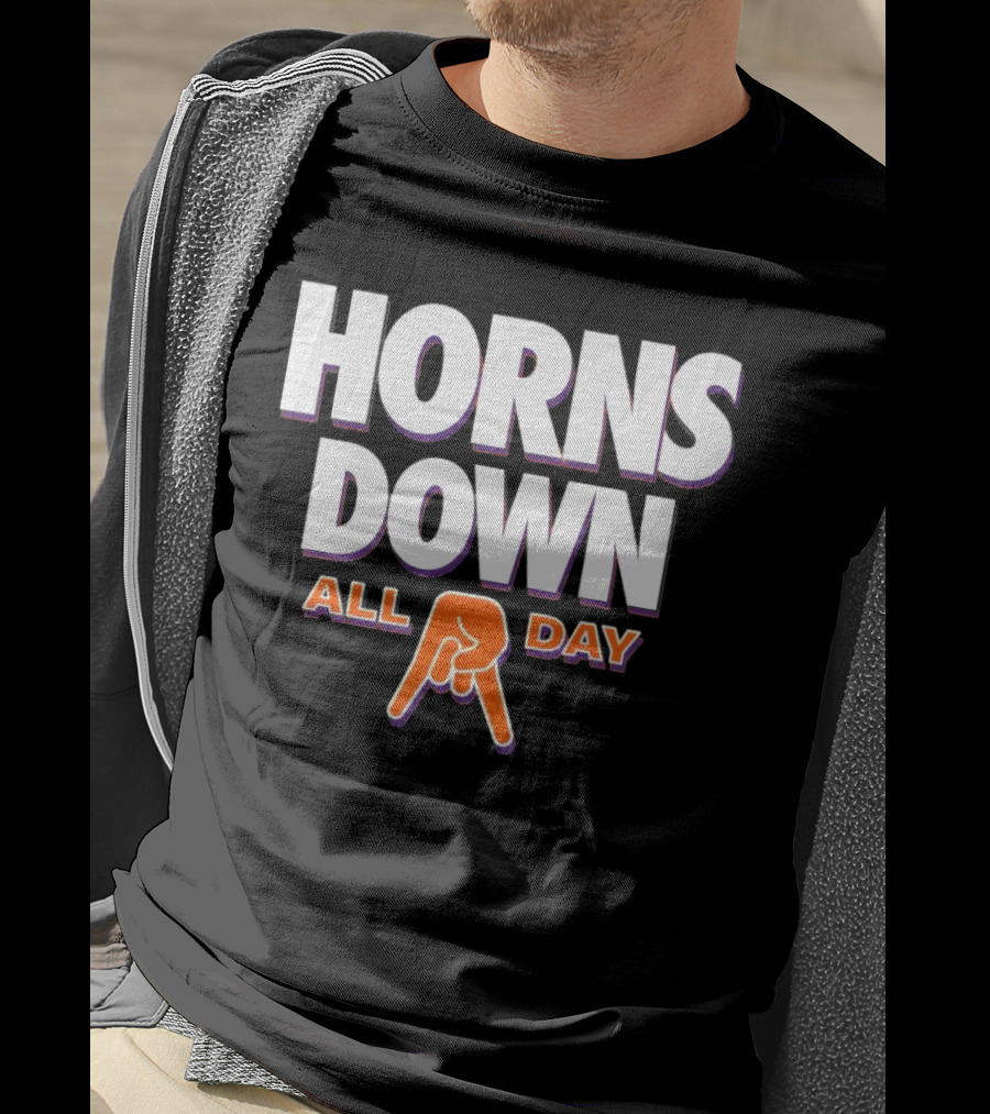 Horns Down All Day Clemson Tiger College Rival Humor T-Shirt