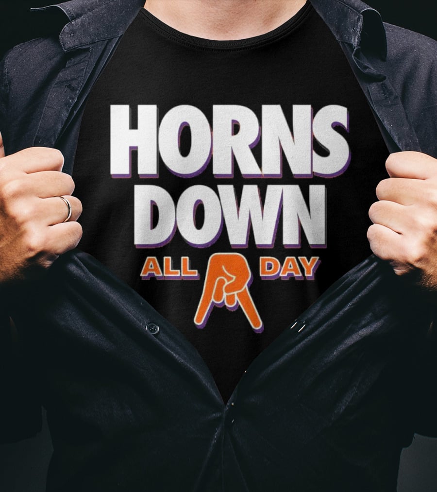 Horns Down All Day Clemson Tiger College Rival Humor T-Shirt