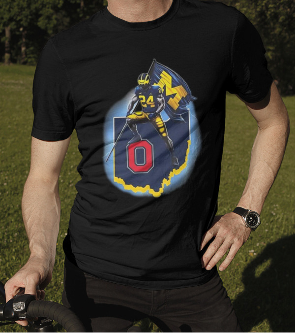 Michigan Plant The Flag Mich-again Hail To The Victors 4 In A Row Bichigan Maps T-Shirt