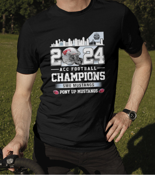 SMU Mustangs ACC Football Champions 2024 Pony Up Mustangs Skyline T-Shirt