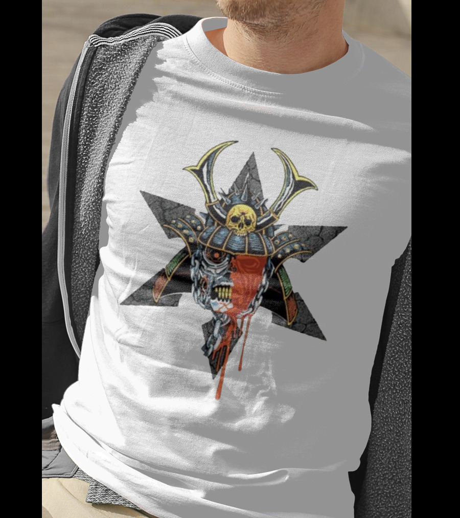 God’s Hate Shuriken Samurai Skull Starburst Horror T-Shirt