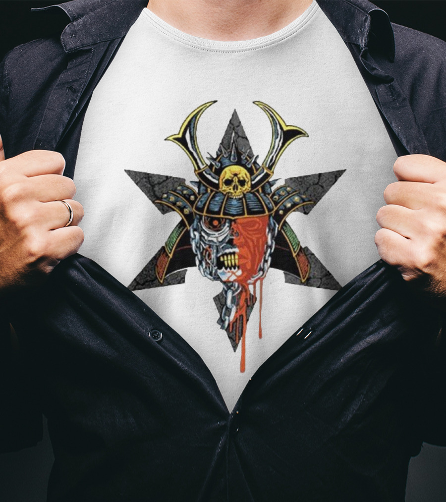 God’s Hate Shuriken Samurai Skull Starburst Horror T-Shirt