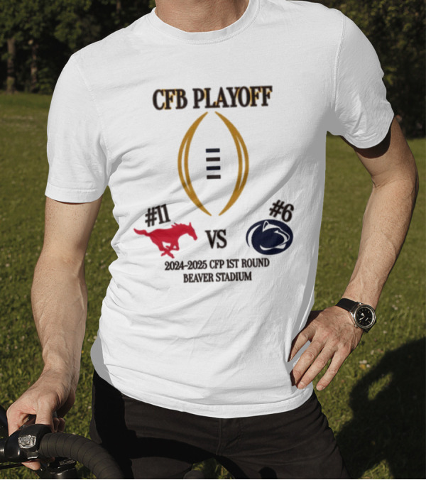 SMU Mustangs Vs Penn State Nittany Lions #11 Vs #6 First Round CFB Playoff 2024-2025 Beaver Stadium T-Shirt
