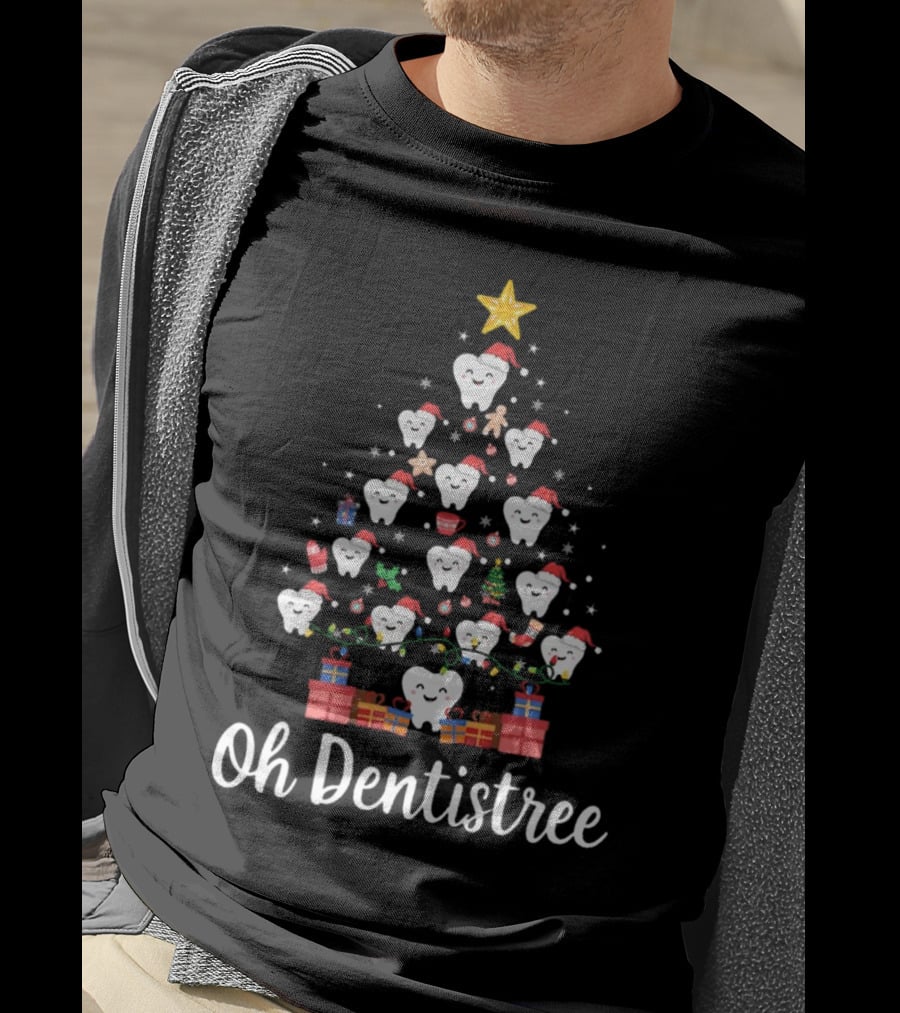 Oh Dentistree Christmas Tree With Tooth Ornaments And Gifts T-Shirt