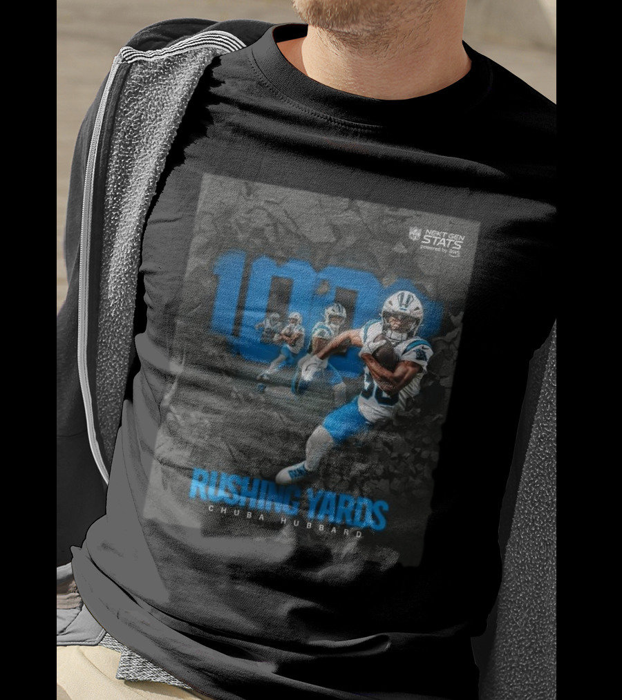 Carolina Panthers 1000 Rushing Yards Chuba Hubbard Next Gen Stats T-Shirt