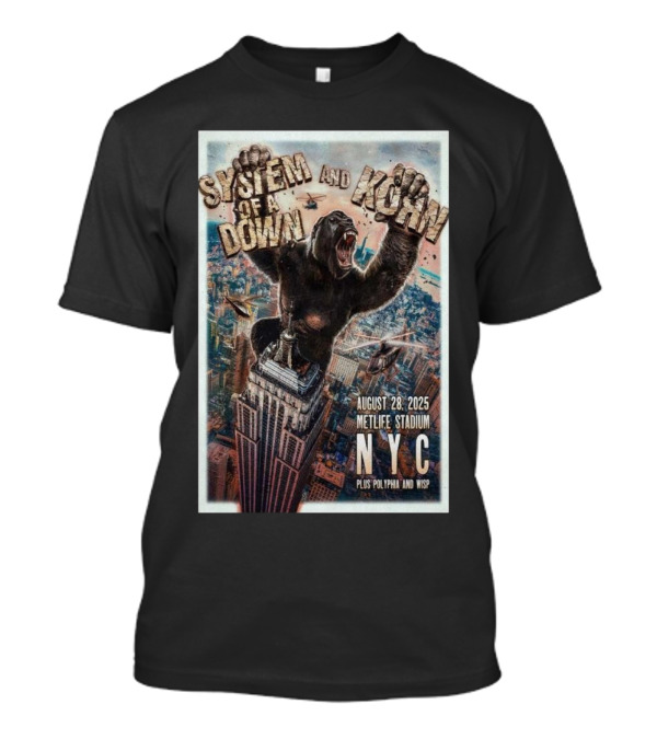 System Of A Down And Korn NYC MetLife Stadium August 28 2025 Plus Poliphia And Wisp T-Shirt