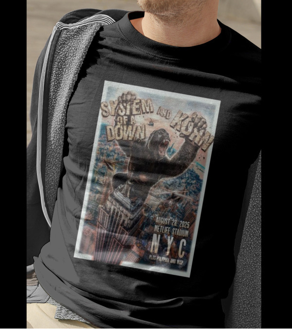 System Of A Down And Korn NYC MetLife Stadium August 28 2025 Plus Poliphia And Wisp T-Shirt