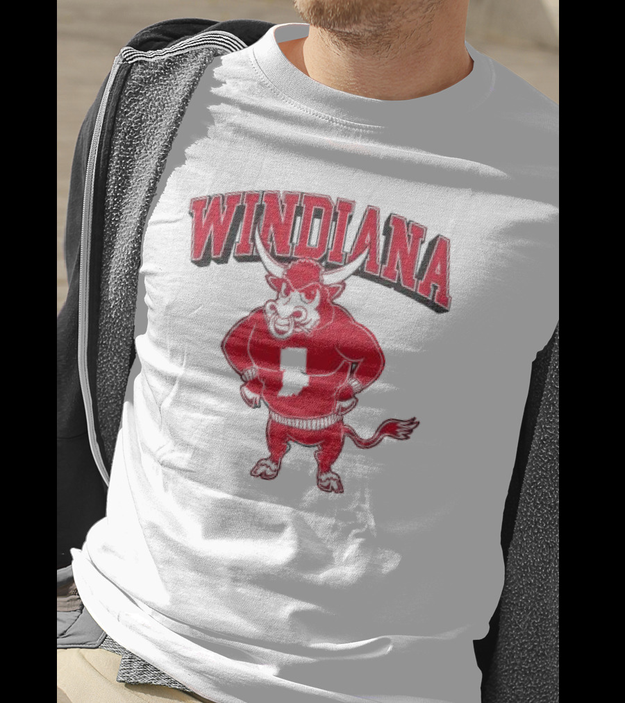 Windiana Hoosiers Mascot Bull With Indiana State Shape T-Shirt
