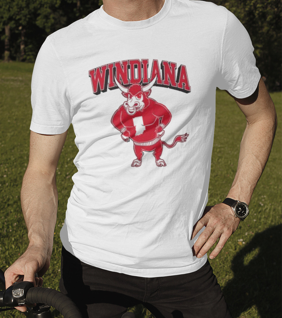 Windiana Hoosiers Mascot Bull With Indiana State Shape T-Shirt