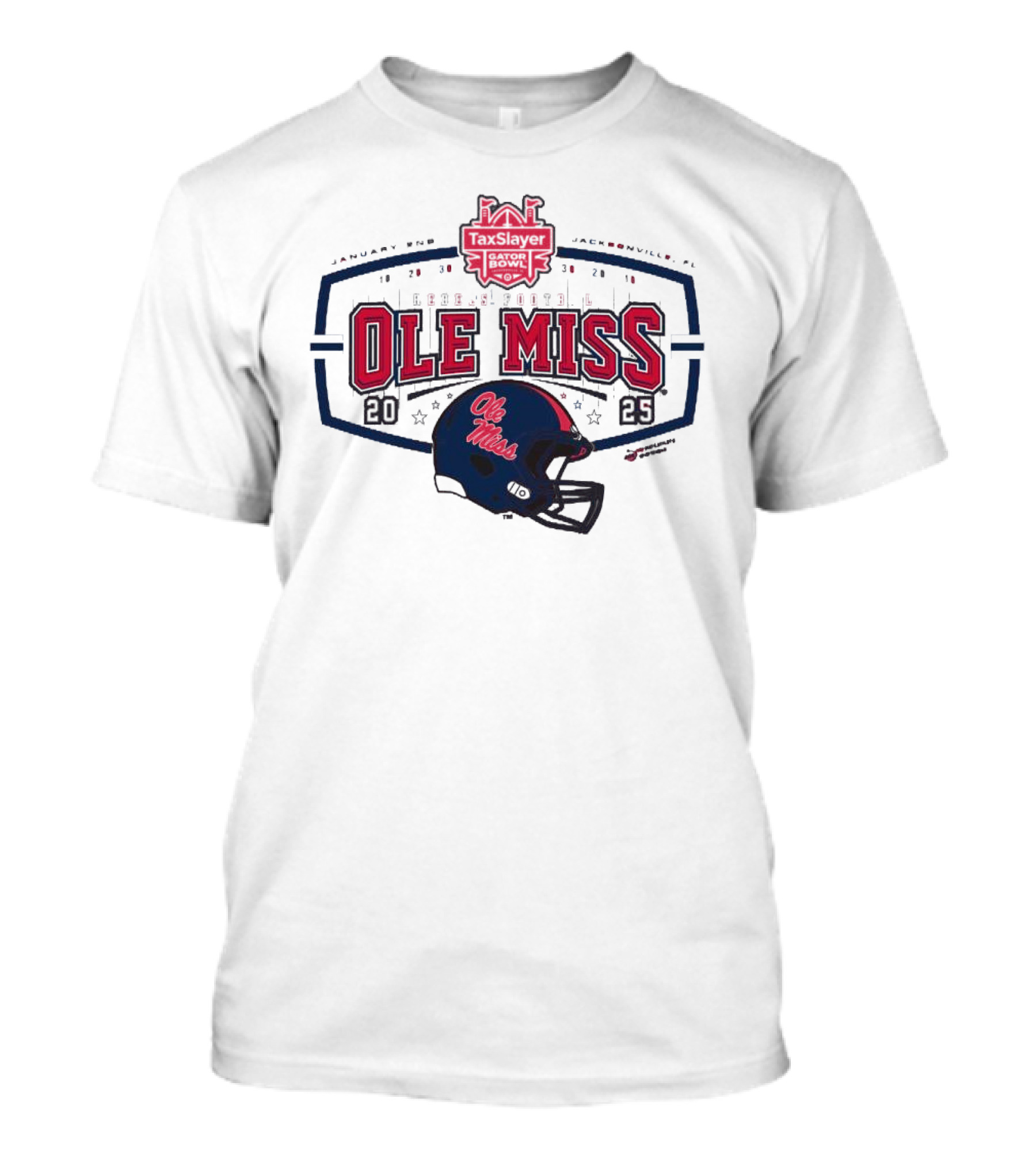 2025 Ole Miss Rebels TaxSlayer Gator Bowl January 2nd Jacksonville FL Football Helmet T-Shirt