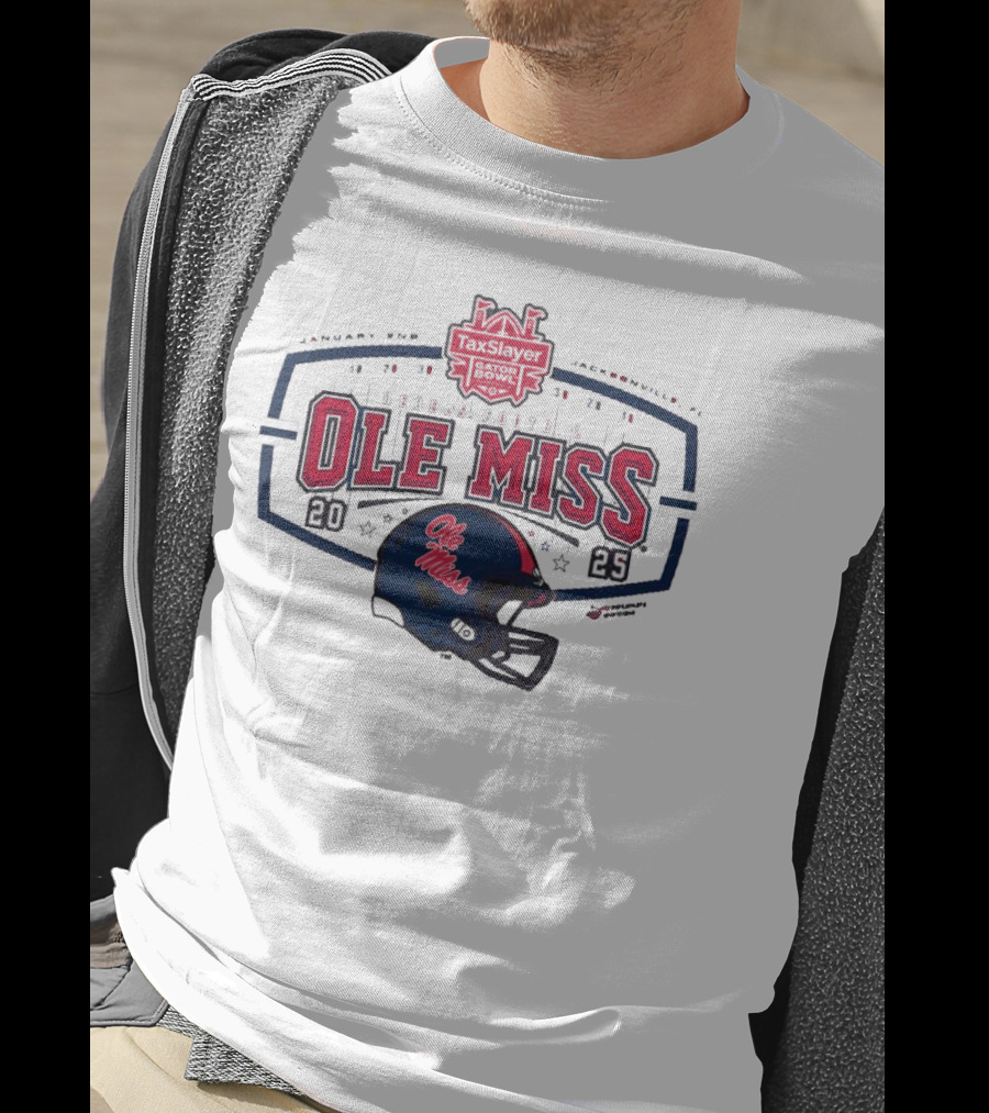2025 Ole Miss Rebels TaxSlayer Gator Bowl January 2nd Jacksonville FL Football Helmet T-Shirt