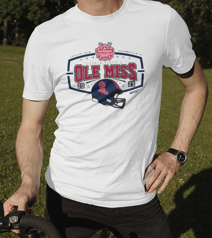 2025 Ole Miss Rebels TaxSlayer Gator Bowl January 2nd Jacksonville FL Football Helmet T-Shirt