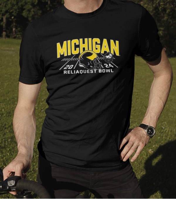 Michigan Wolverines 2024 ReliaQuest Bowl Helmet T-Shirt