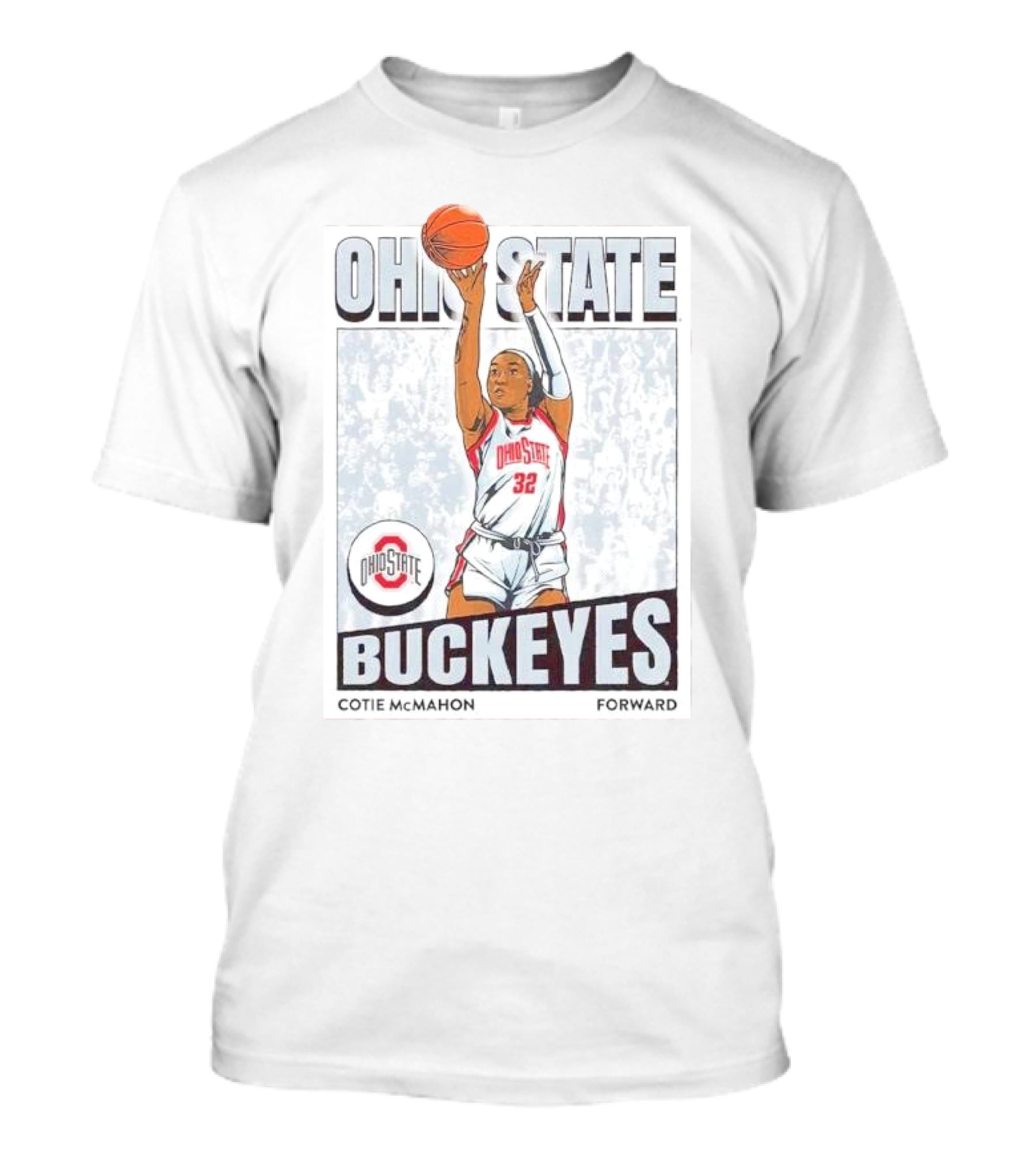 Ohio State Buckeyes Forward Cotie McMahon Cartoon Basketball T-Shirt