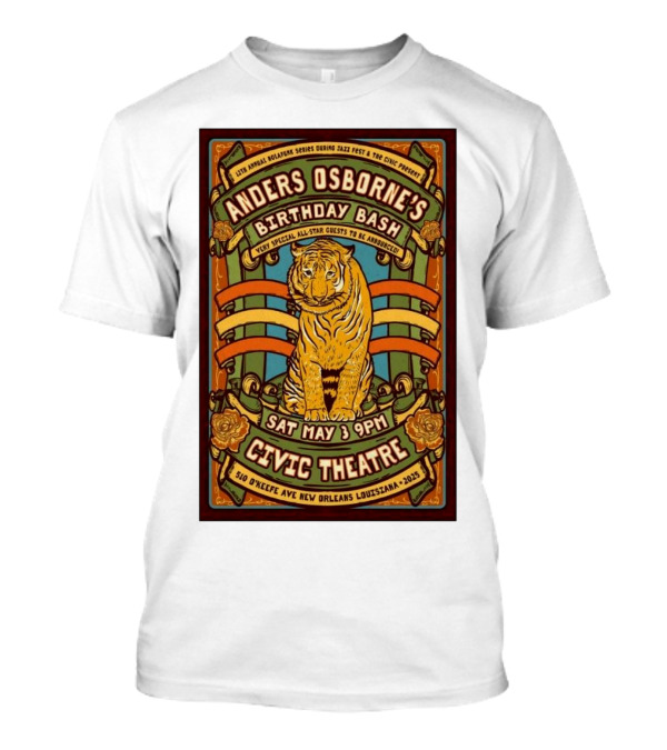 Anders Osborne’s Birthday Bash New Orleans Civic Theatre May 3 2025 Jazz Fest T-Shirt