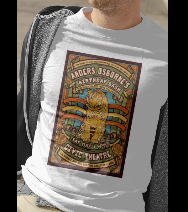 Anders Osborne’s Birthday Bash New Orleans Civic Theatre May 3 2025 Jazz Fest T-Shirt