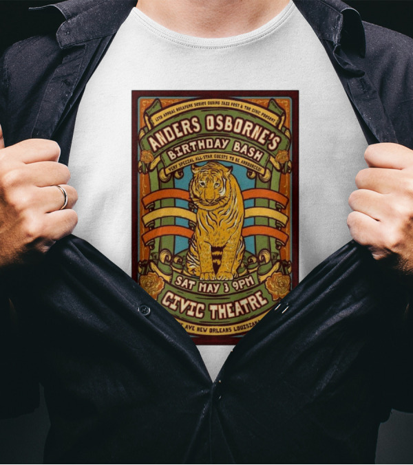 Anders Osborne’s Birthday Bash New Orleans Civic Theatre May 3 2025 Jazz Fest T-Shirt