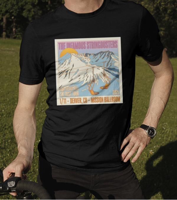 The Infamous Stringdusters With Sierra Hull Ski Dust Tour 2025 1/11 Denver CO Mission Ballroom T-Shirt