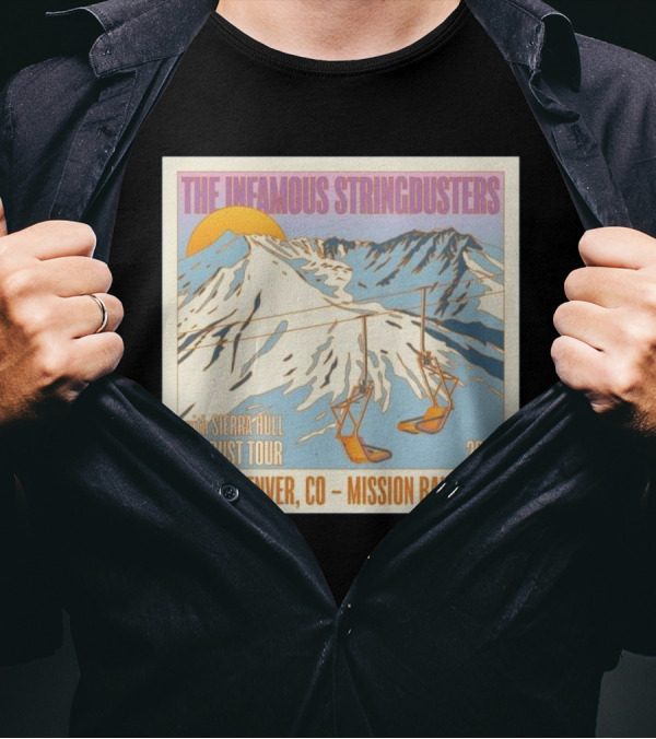 The Infamous Stringdusters With Sierra Hull Ski Dust Tour 2025 1/11 Denver CO Mission Ballroom T-Shirt