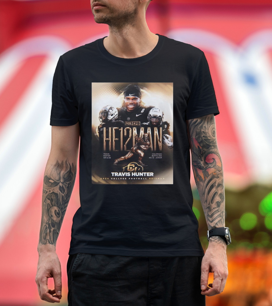 FOX CFB Heisman Travis Hunter 2024 College Football Colorado Buffaloes T-Shirt