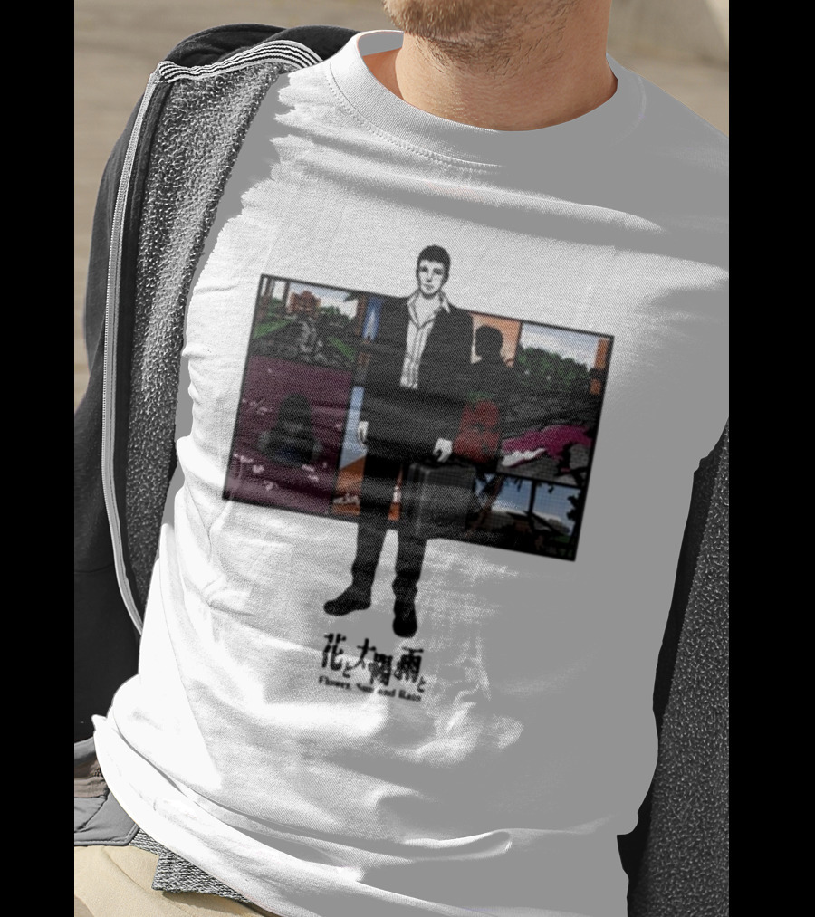 Flower Sun And Rain Comic Style Character With Suitcase And Scenic Panels T-Shirt