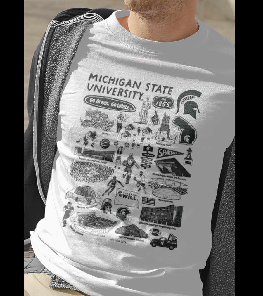 Michigan State University Go Green Go White 1855 Spartans Impressions T-Shirt