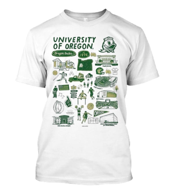 University Of Oregon Ducks 1876 Knight Library Matt Arena Iconography T-Shirt