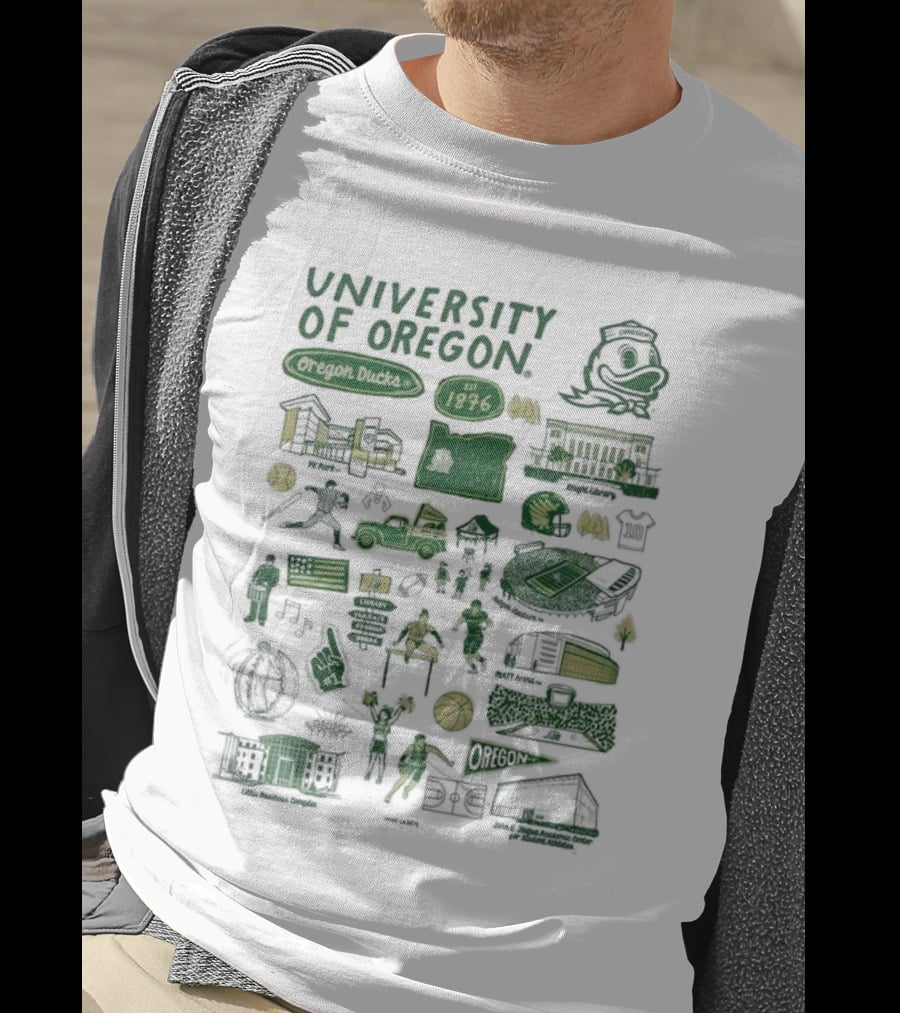 University Of Oregon Ducks 1876 Knight Library Matt Arena Iconography T-Shirt