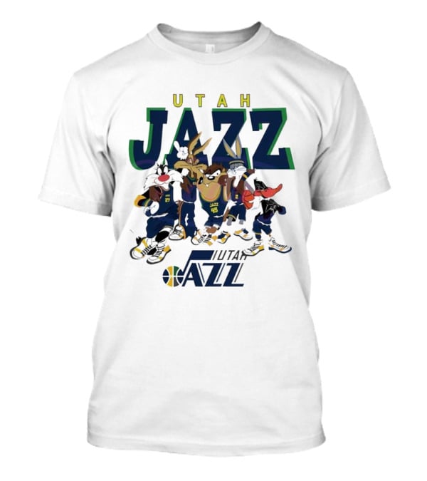 Utah Jazz Looney Tunes Cartoon Characters Featuring Bugs Bunny Daffy Duck Sylvester Tweety Taz T-Shirt