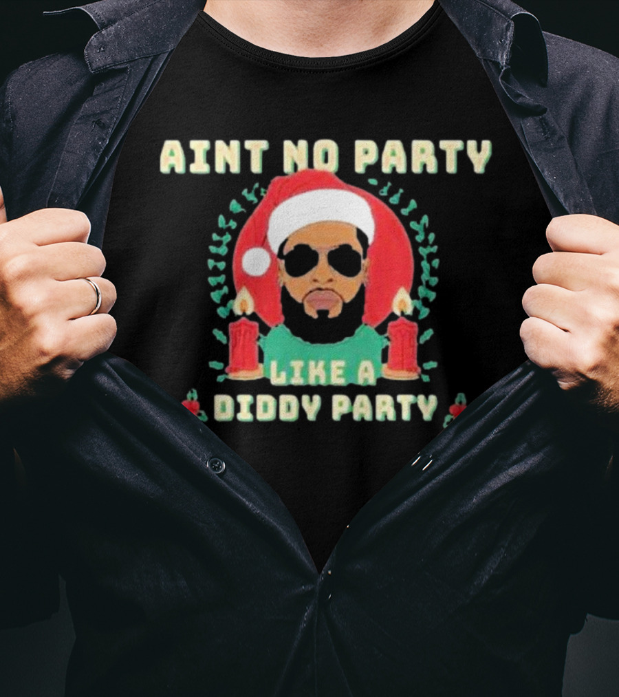Aint No Party Like A Diddy Party Christmas Santa Icon Candles T-Shirt