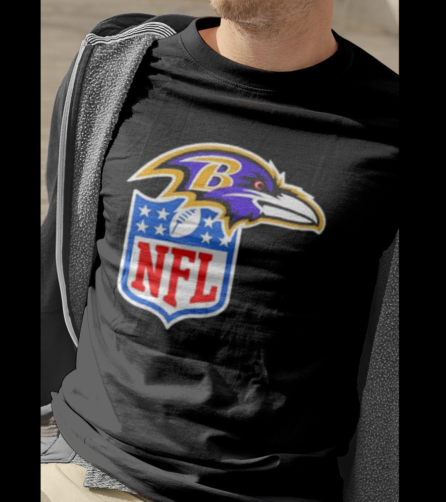 Baltimore Ravens NFL Shield Emblem Ravens Head T-Shirt