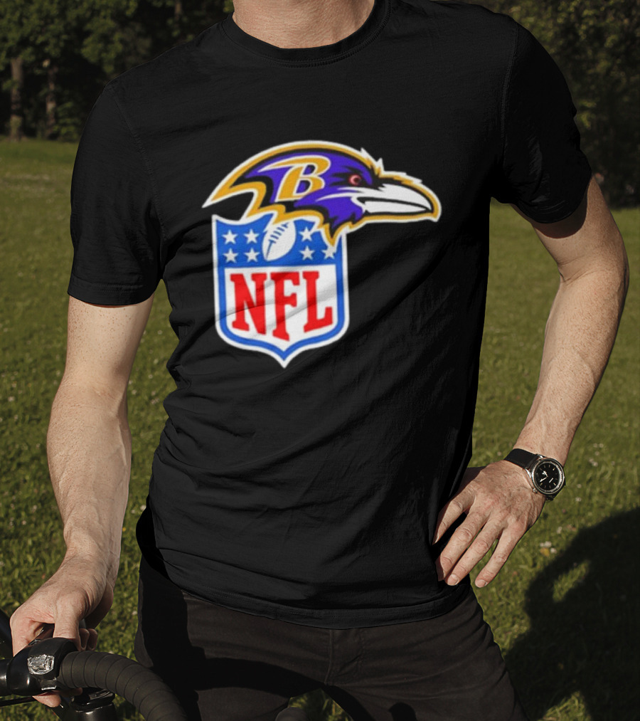 Baltimore Ravens NFL Shield Emblem Ravens Head T-Shirt