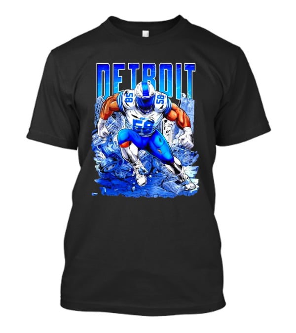 Detroit Lions Penei Sewell 58 Cartoon Superhero Action T-Shirt