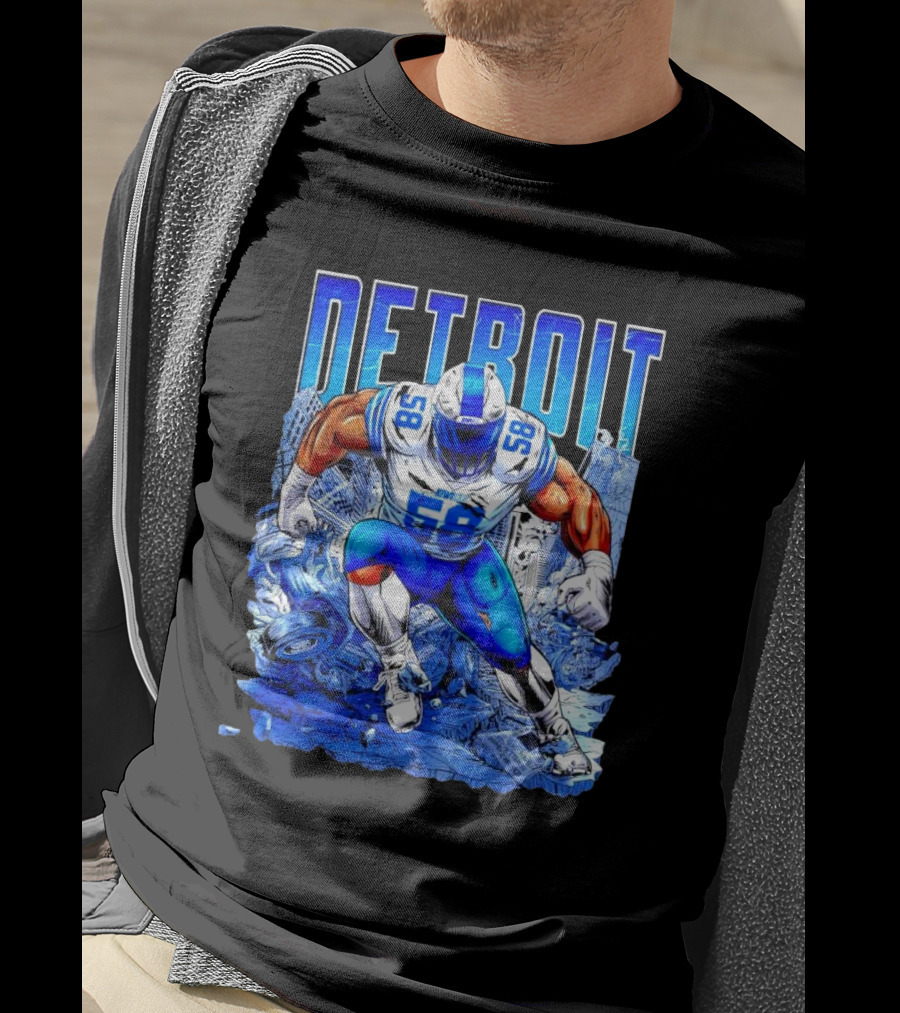 Detroit Lions Penei Sewell 58 Cartoon Superhero Action T-Shirt