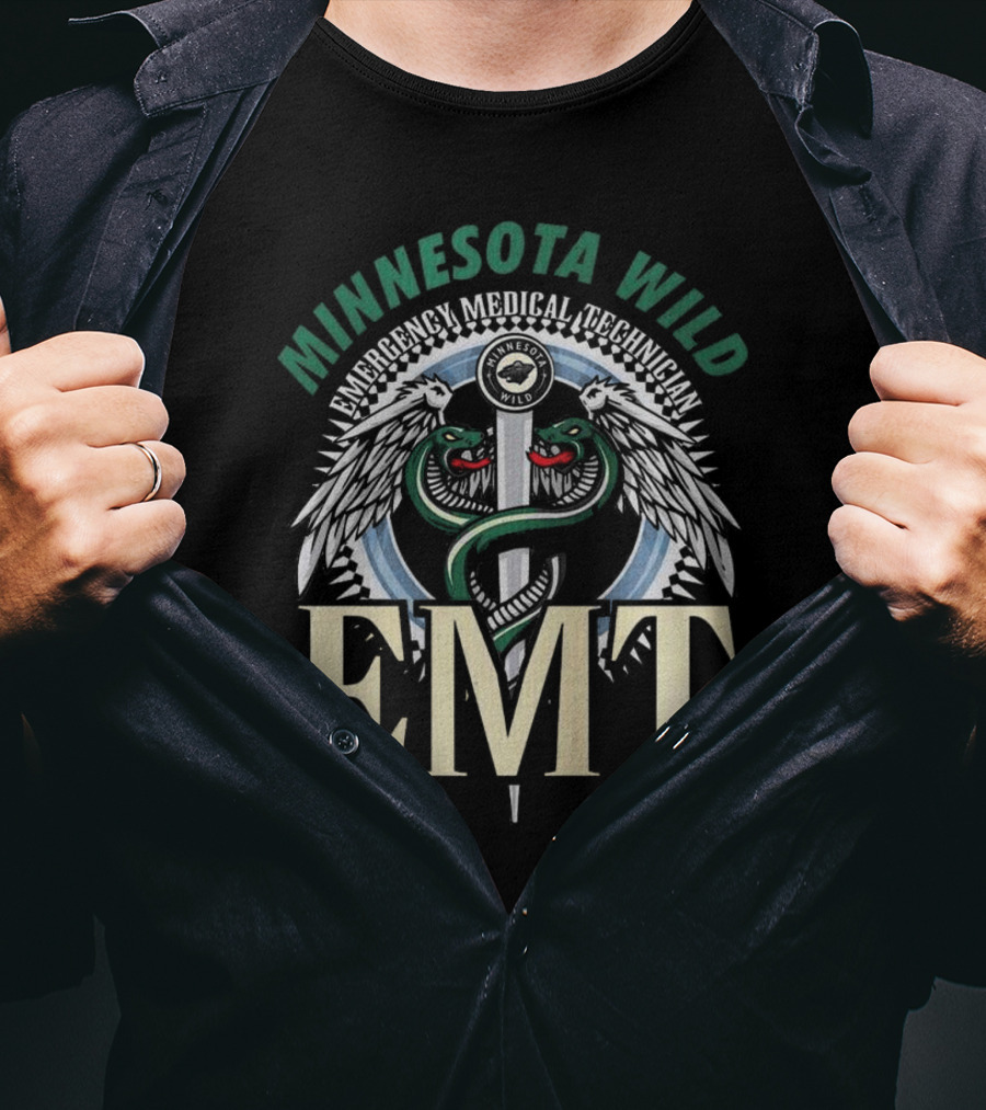 Minnesota Wild EMT Emergency Medical Technician Caduceus T-Shirt