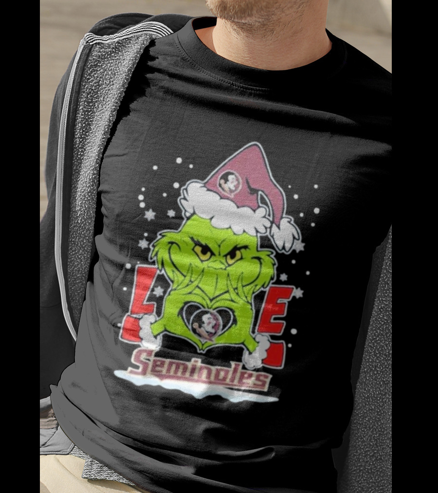 Grinch Love Florida State Seminoles Christmas Football T-Shirt