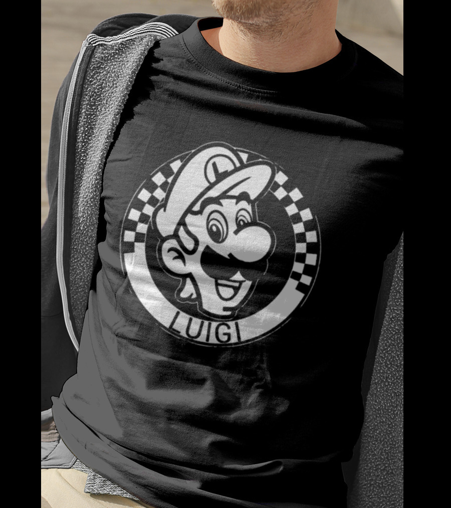 Luigi Super Mario Checkerboard Circle T-Shirt