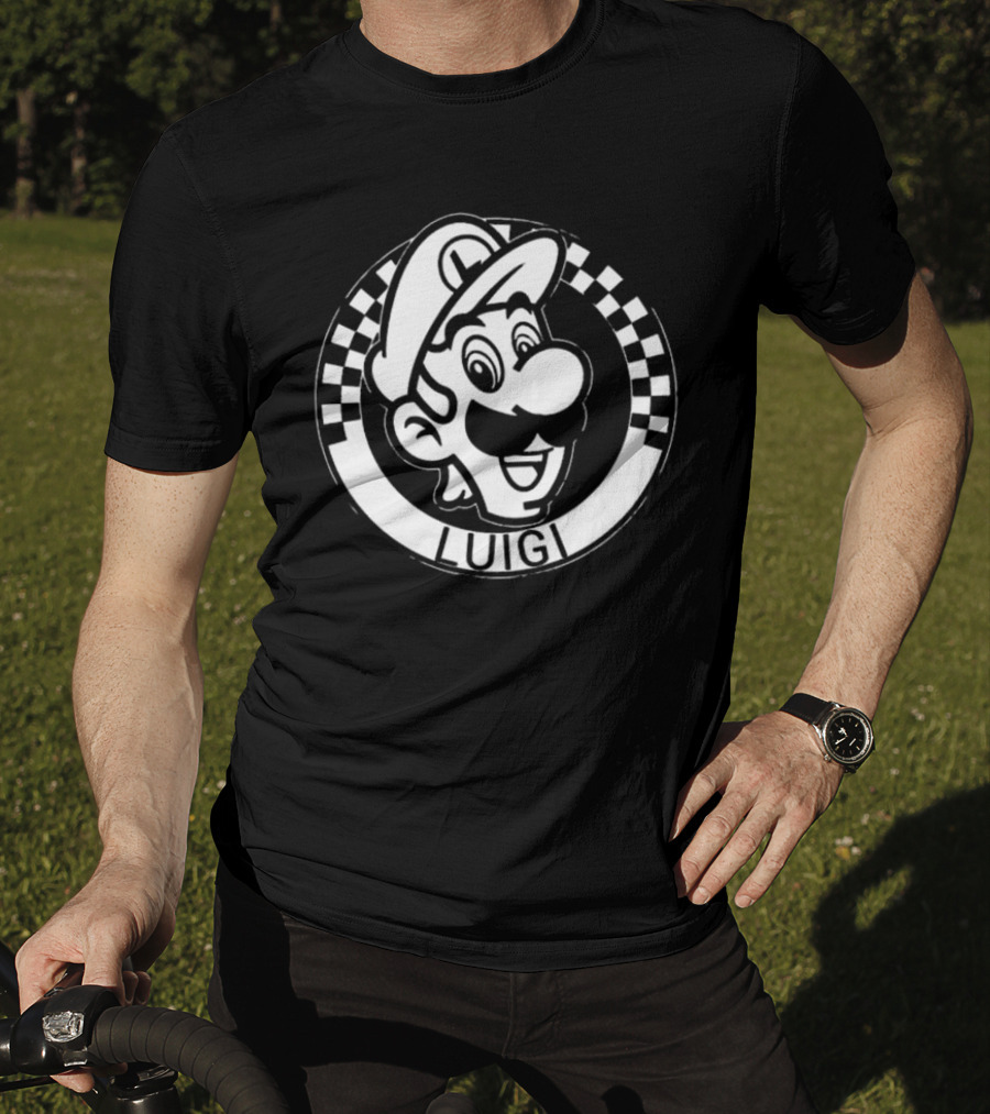 Luigi Super Mario Checkerboard Circle T-Shirt