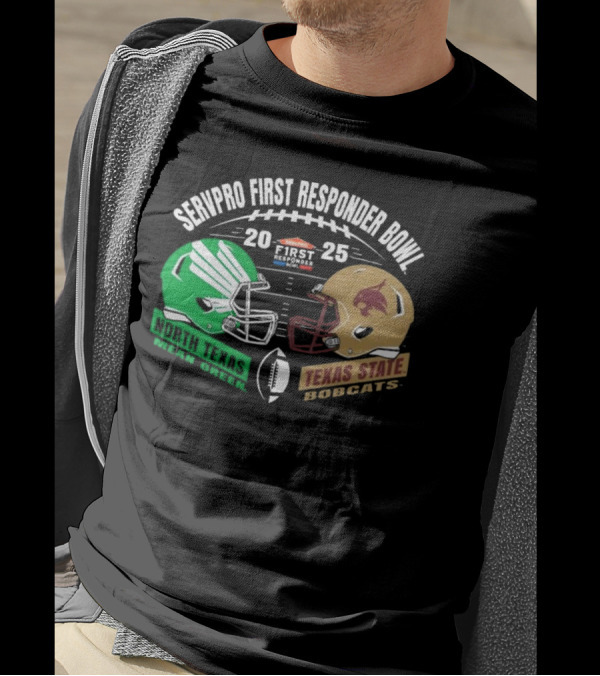 SERVPRO First Responder Bowl 2025 North Texas Mean Green Vs Texas State Bobcats Football Match-Up T-Shirt
