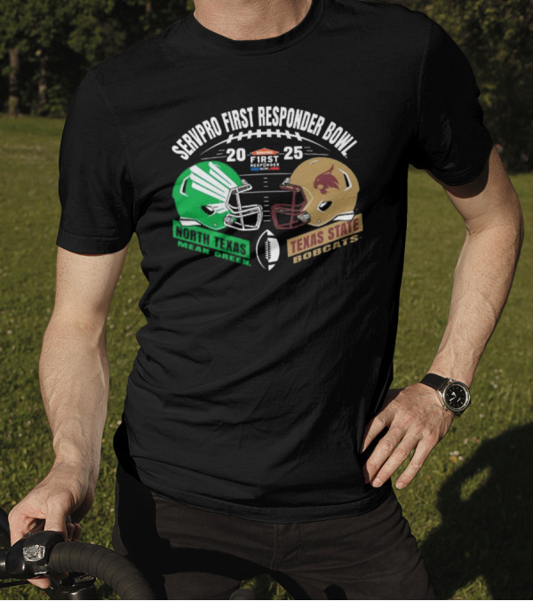 SERVPRO First Responder Bowl 2025 North Texas Mean Green Vs Texas State Bobcats Football Match-Up T-Shirt