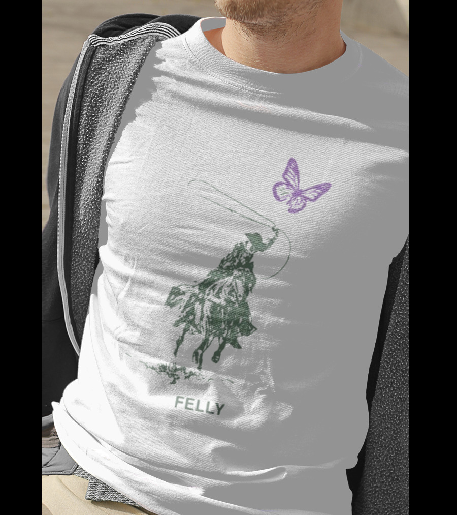 Felly Cowboy Lasso Purple Butterfly Blues Music T-Shirt