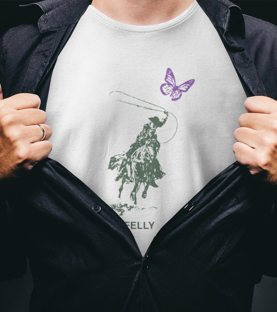 Felly Cowboy Lasso Purple Butterfly Blues Music T-Shirt