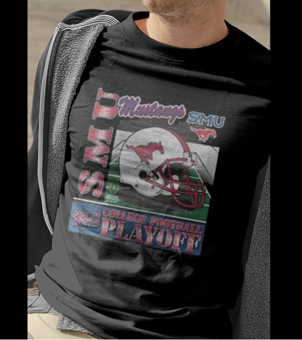 SMU Mustangs College Football Playoff Helmet 2024-25 NCAA T-Shirt