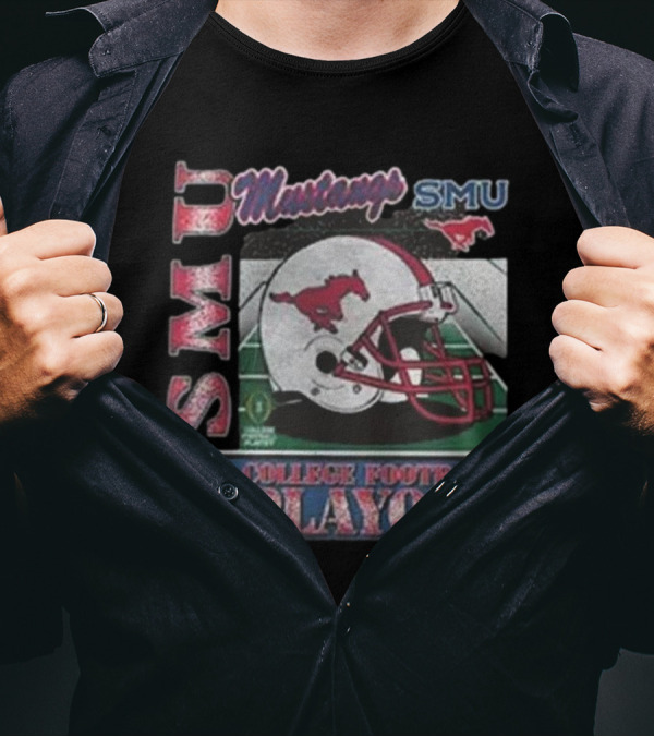 SMU Mustangs College Football Playoff Helmet 2024-25 NCAA T-Shirt