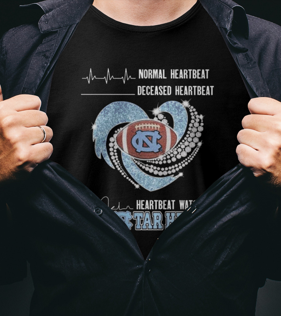 Normal Heartbeat Deceased Heartbeat Heartbeat Watching Tar Heels Football Diamond Heart T-Shirt