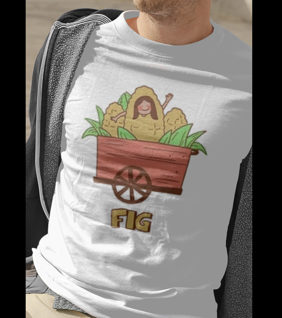 Figwoop Cart Fig With Corn And Smiling Figure T-Shirt