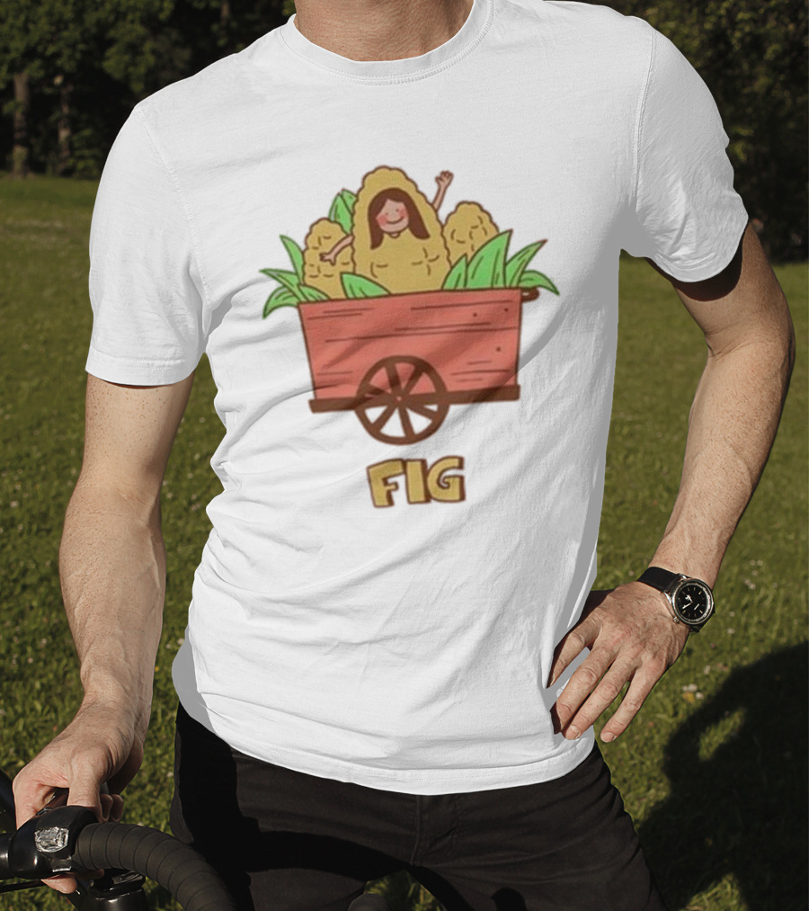 Figwoop Cart Fig With Corn And Smiling Figure T-Shirt