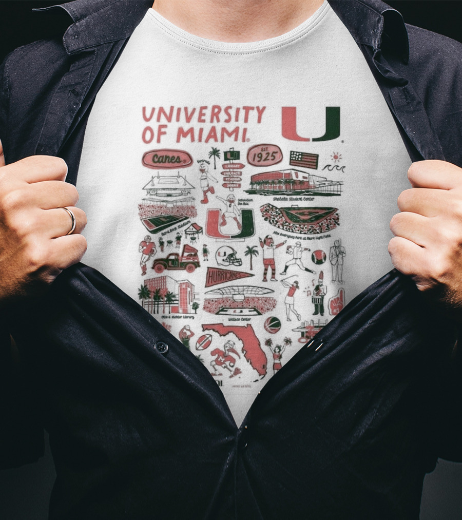 University Of Miami Hurricanes Vive La Fete Canes 1925 Sports And Landmarks T-Shirt