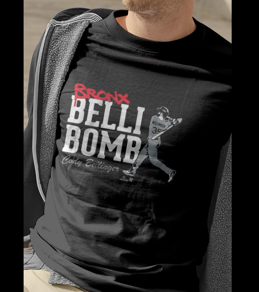 Bronx Belli Bomb Cody Bellinger 35 Swing Baseball T-Shirt